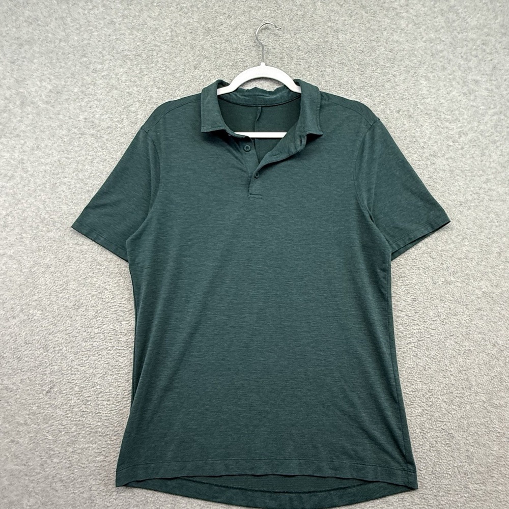 Lululemon Evolution Polo Shirt Mens Medium Green Turquoise Performance Stretch